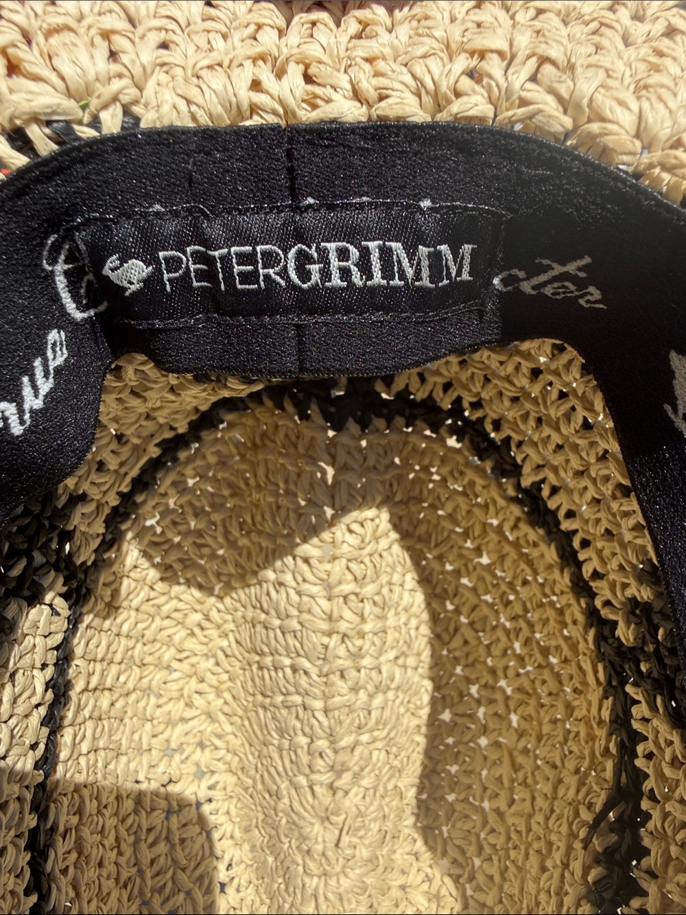 Peter Grimm New Aztec 3 band/ feathers Natural Straw Crochet Hat Black Accents - Picture 11 of 11